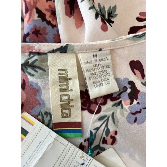 Mimi Chica Womens Surplice Neck Floral Print Mini Dress Size M - Picture 3 of 11